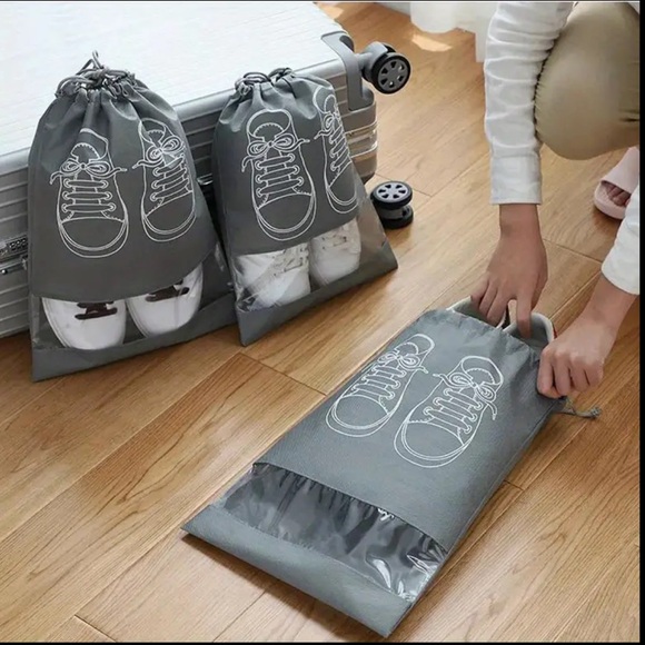 Shoe Storage Bags, NEW, Travel Shoe Protection, Gray, Set of 5 - Picture 3 of 7